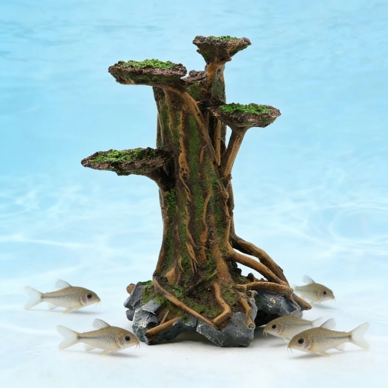 Planted Aquarium With Driftwood - Artificial Moss Tree Driftwood Aquarium Decoration