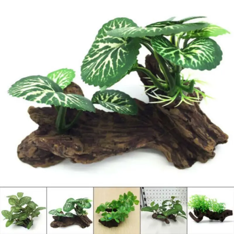 Plastic Artificial Turtle Tree - Planted Aquarium With Driftwood ulasan dan harga
