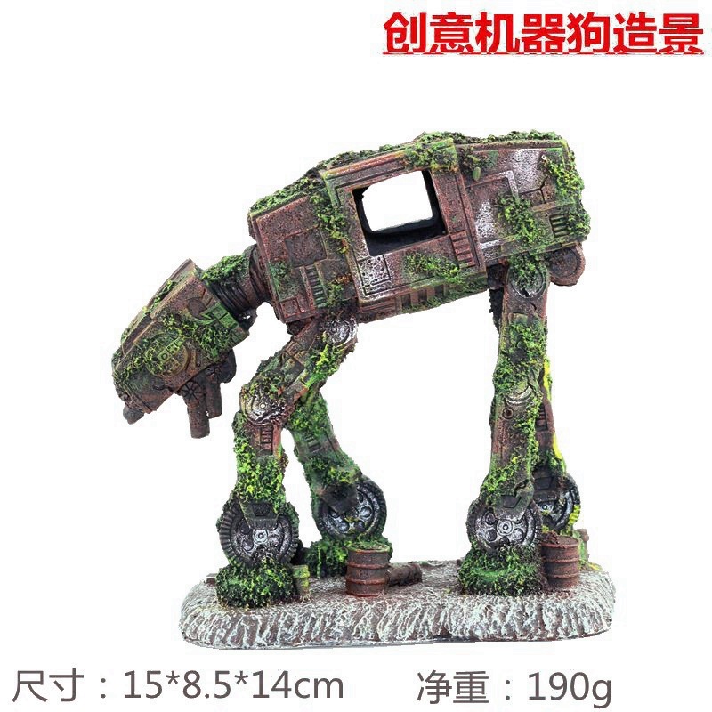 Ornament Resin Robotic Dog Aqu - Planted Aquarium With Driftwood ulasan dan harga
